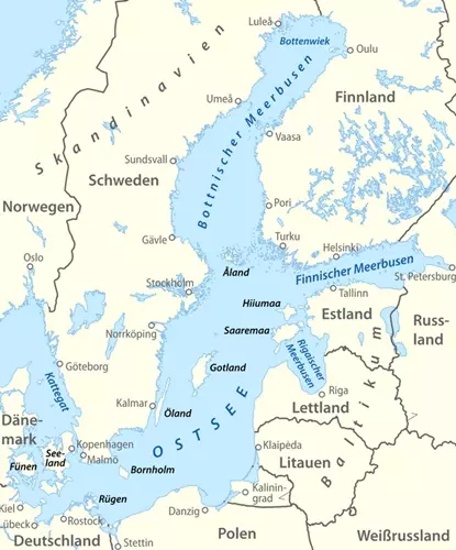 Map of the Baltic Sea and its littoral states